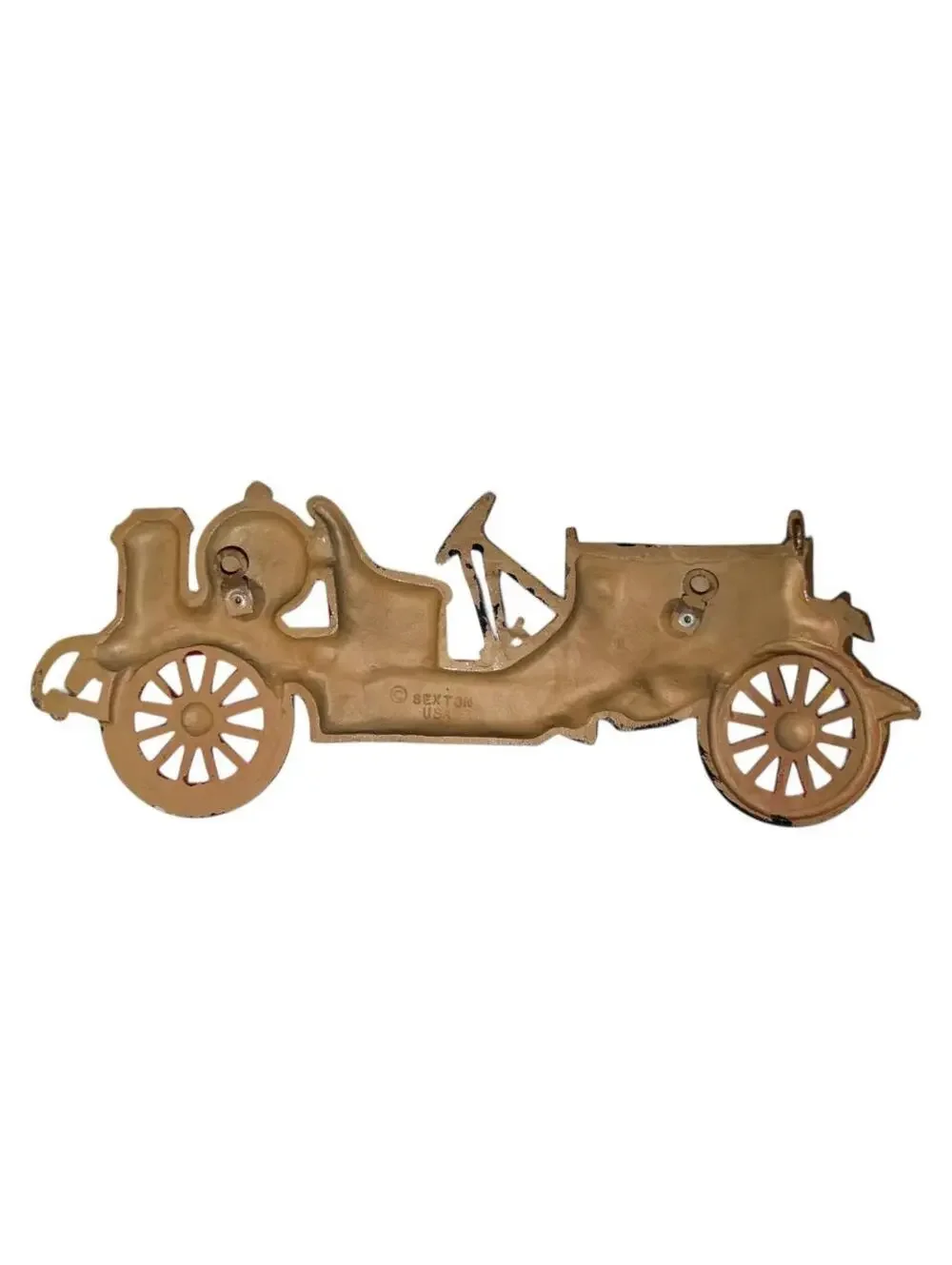 Sexton Vintage Car Wall Decor Plaque Antique Roadster Metal Burgundy Gold